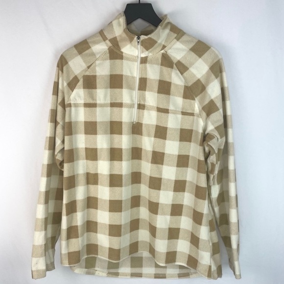 Natural Reflections Tops - Natural Reflections 1/4 Zip Checked Pullover